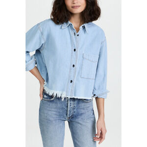 Askk Ny Blue Cotton Denim Shirt Size 0